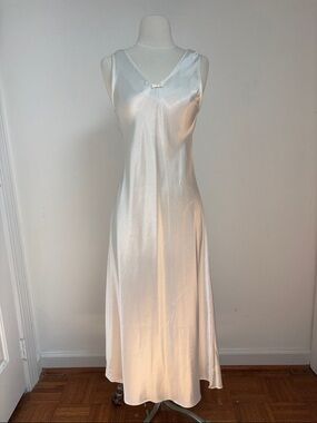 Dior White Satin V-Neck Slip Dress or Nightgown with Bow